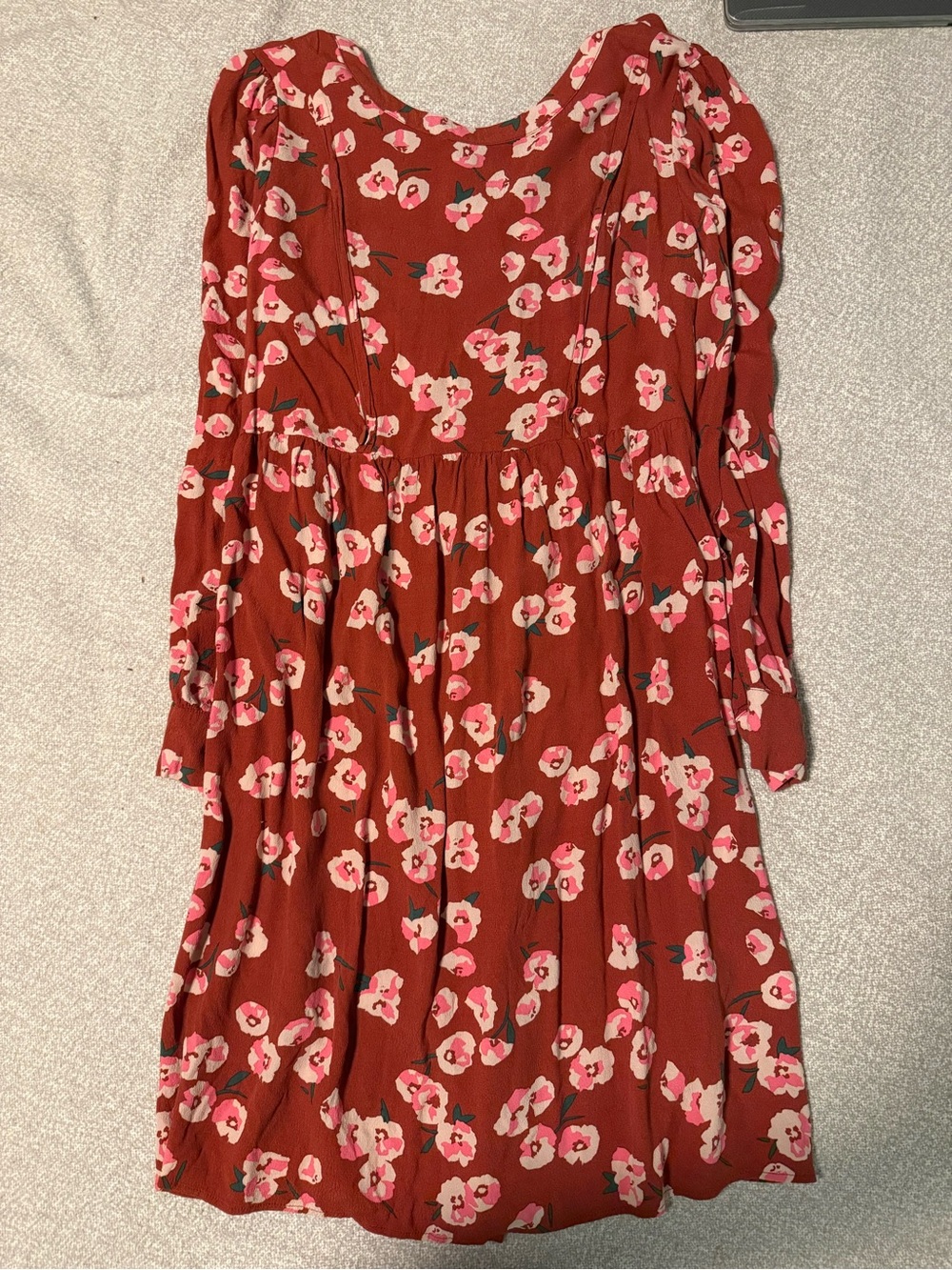 Seraphine Rust Floral Maternity/Nursing Dress with Pink & Cream Blooms